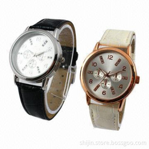 Fashion Genuine Leather Band with PU Dial Japan MOVT Quartz Wrist Watch for Women